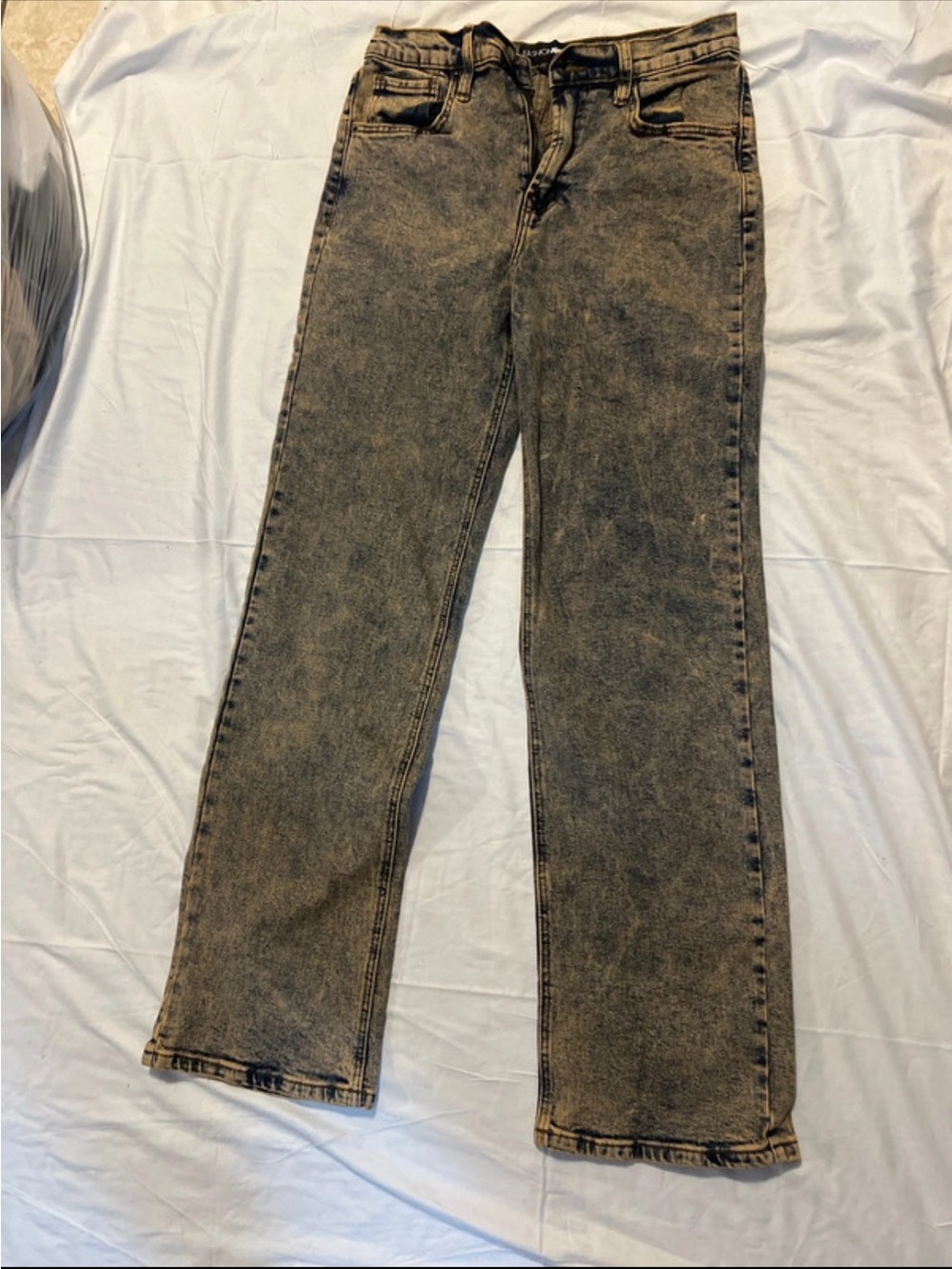 Women’s Washed Black/Brown Straight-Leg Jeans size 7